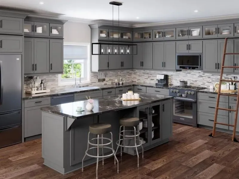 Kitchen with custom cabinets and quartz countertops